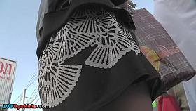 Golden-Haired honey in upskirt flash clip