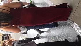 White Milf showing thong in long dress 2