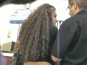 Voyeur spy cam caught this stunning hottie waiting in line