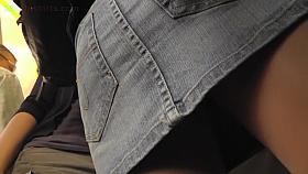 Sneak a look up her denim petticoat