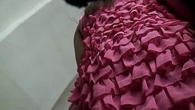 Juicy ass eating up a thong up skirt public close up