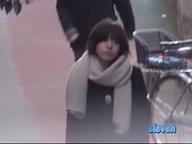 Affectionate elegant gal having unexpected sharking event in the open space