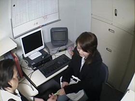 Smoking hot Jap secretary sucks in voyeur blowjob video