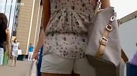 Pretty girl in white shorts