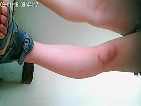 Asian woman pissing and smoking