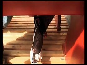 Brunette babe gets fucked in public