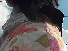 Hot public candid upskirt video of a white unsuspecting slut
