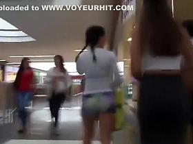 Girl in tight colorful shorts