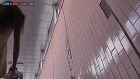 Accidental upskirt scene with sexy brunette girl