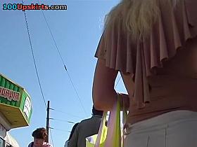 Hawt booty upskirt in nature's garb scenes