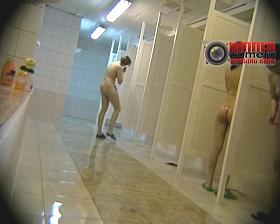 Naked women caught on a voyeur hidden bath cam video