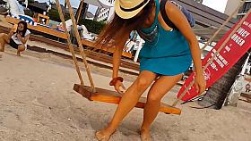 No Panties At Beach Party # Flashing In Public