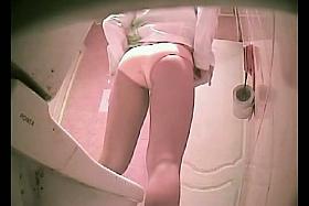 Girl with tender sexy butt cheeks spied pissing on toilet
