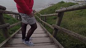 Public outdoor blonde teen hard fuck on the beach