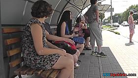 Hot skinny ass upskirt video of a brunette in public