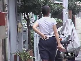 Amusing little hottie is minding her own business during quick sharking