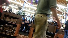 Sexy Shop Slut In Short Shorts