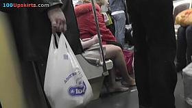 Nice upskirt video exposes blonde's treasures