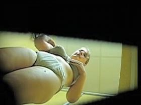 Young woman with big jugs and sexy pussy got on spy camera