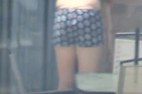 spying on blonde neighbor