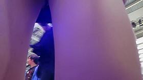 Upskirt of adorable teen girl in crowd