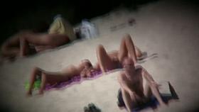 Hot ladies with cool butts and small boobs relaxing on the beach