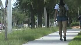 Jiggly ass in short Jean shorts