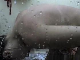 Small boobs woman with hard nipples spied