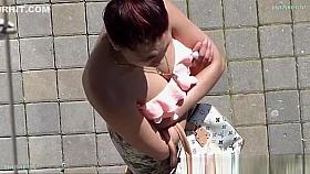 Looking to the neckline beautiful busty girls