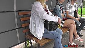 Blonde with bubble ass is the star of up skirts video