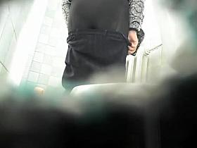 Mature woman spits and pees in toilet