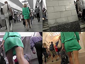 Upskirting voyeur filmed the bubble ass of a blonde gal