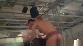 blonde busty babe squirt on public stage