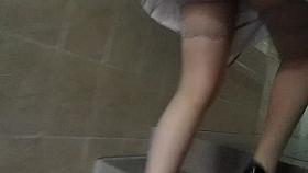 Stockings upskirt in windy day 2