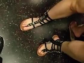 Candid nice feet in sandals