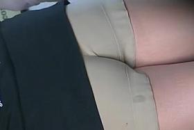 White sexy girl in short shorts