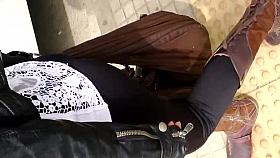 SDRUWS2 - DELICIOUS BUTT IN TIGHT PANTS AT THE BUS STOP