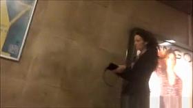 Sexy legs upskirted in subway