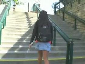 Lovely asian ass in white thong upskirt