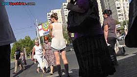 Hot doll in street upskirt episode