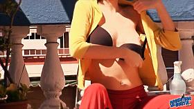 Busty Brunette girl Showing Off. Boobs, Cameltoe & Ass!