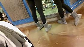 Cute boots and leggings on shopping babes