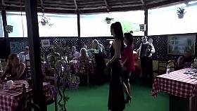 Petite slut dp and anal banged in restaurant