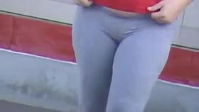 Candid Ass in gray cotton pants 2