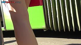 Cute classic panties exposed in amateur upskirt vids