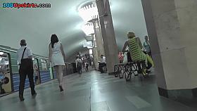 Brunette amateur in the principal role in upskirt porn