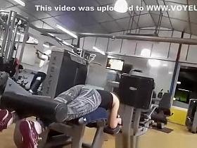 Woman in yoga pants exercising