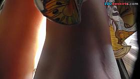 Hot yellow summer costume upskirt vid