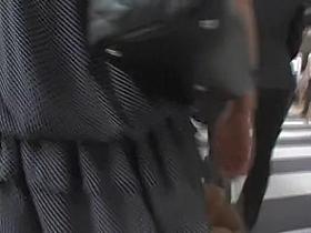 Street candid girl walking in front of me in tight pants