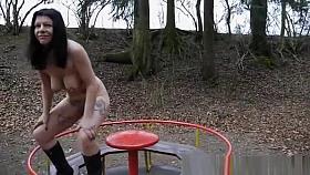 Exhibitionist slut naked outdoors